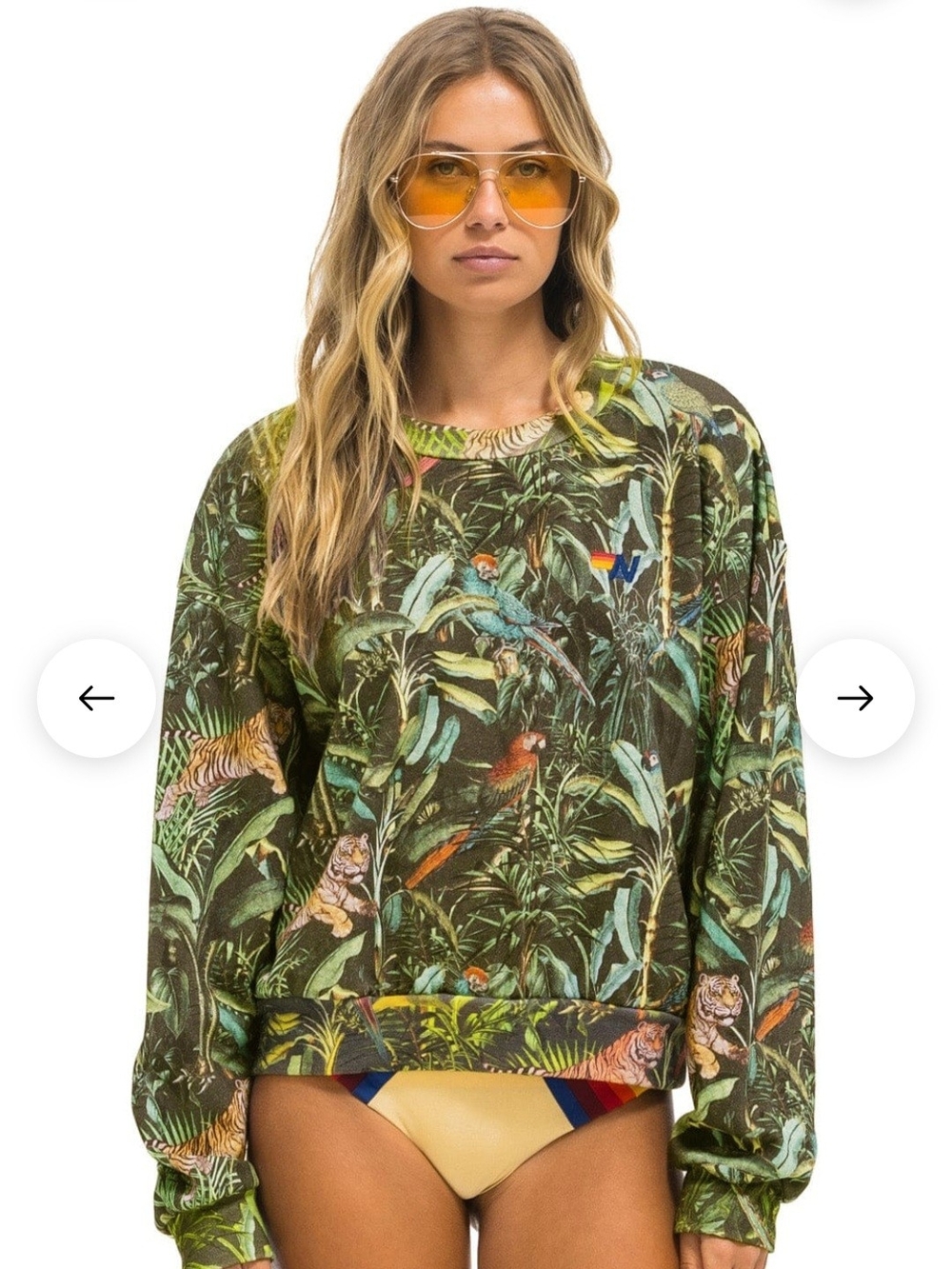 Aviator Nation UNISEX Jungle Print Crewneck Sweater - Green Multi - Picture 5 of 5
